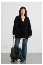 Loose Fit Rabbit Hair Knit Cardigan