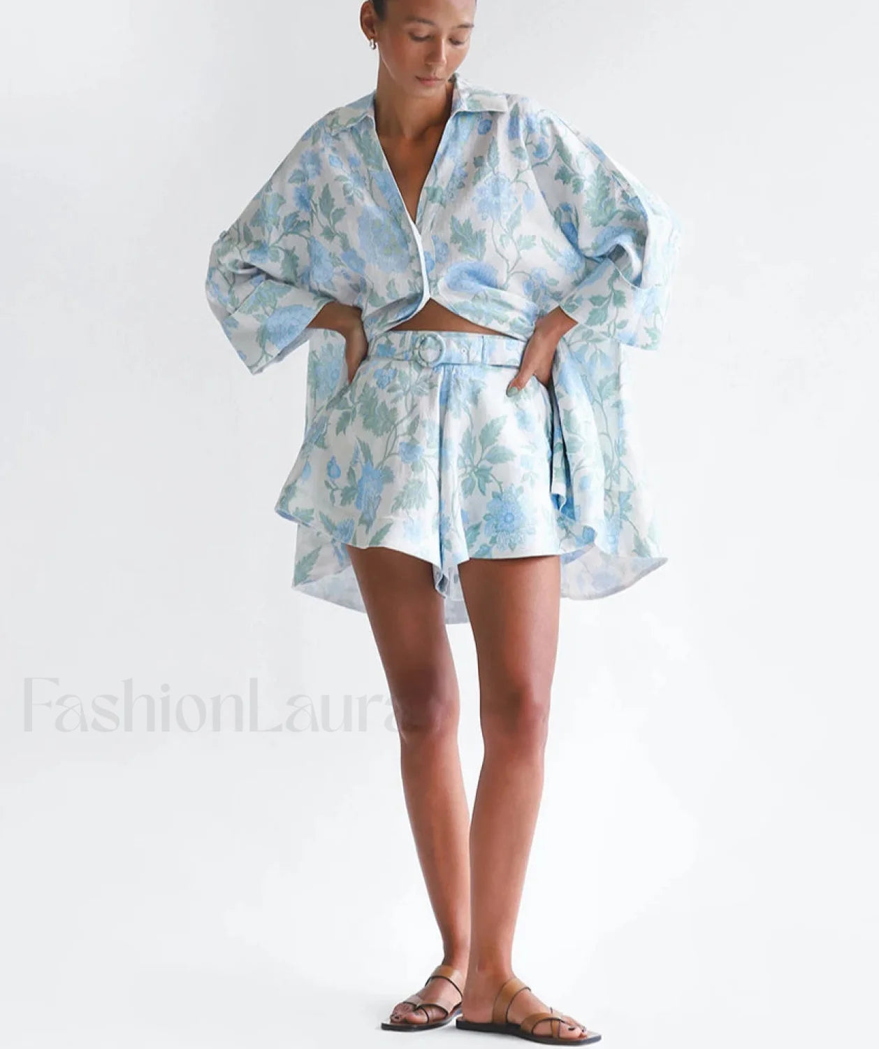 Loose Print Shirt Shorts Two Piece Set Secondary image