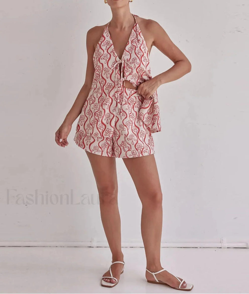 Loose Print Tank Shorts Two Piece Set