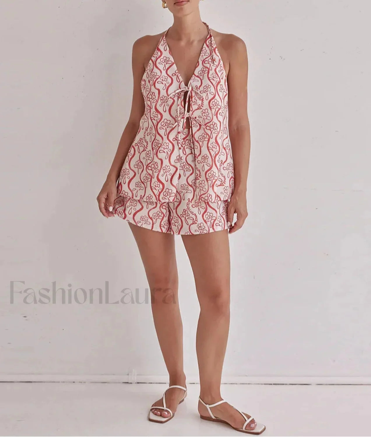 Loose Print Tank Shorts Two Piece Set Red / S Main image