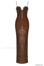 Lorelei Brown Stylish Sequin Dress XS / Brown