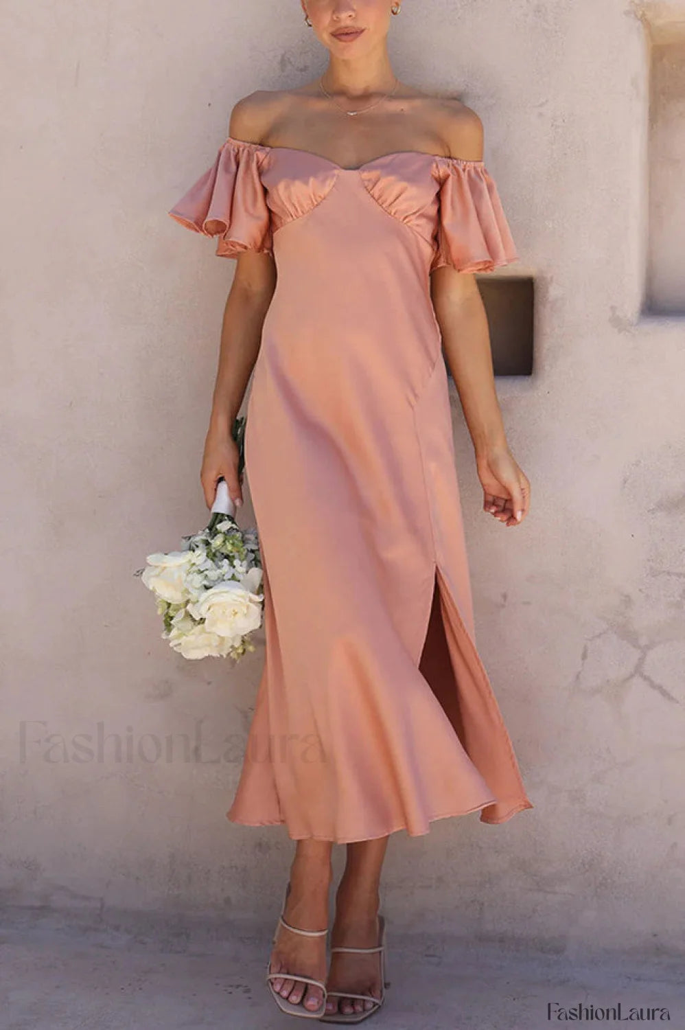 Louisa Elegant Midi Dress S / Blush