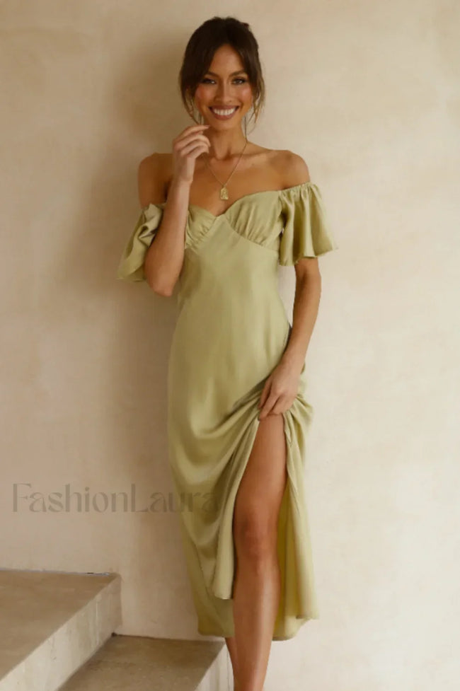 Louisa Elegant Midi Dress S / Olive Main image