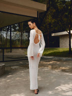 Love Galore Backless Trendy Knit Long Dress Sweaters L