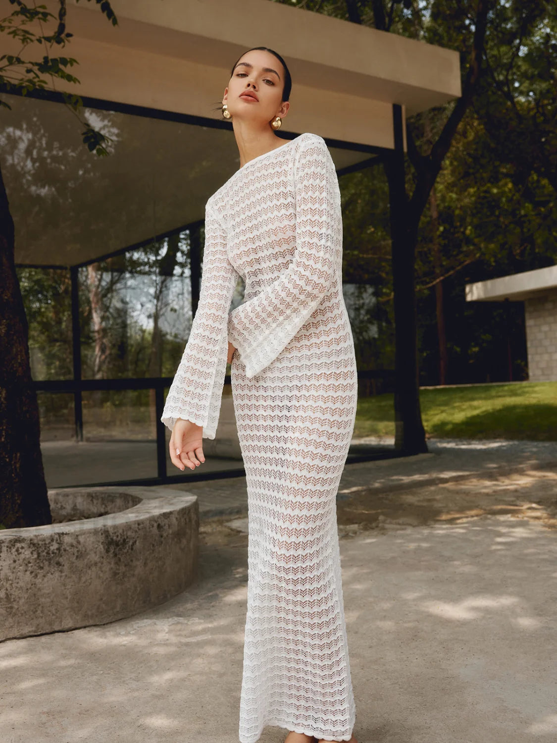 Love Galore Backless Trendy Knit Long Dress White / XS Sweaters L Main image