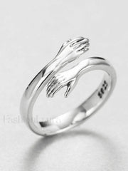 Love Hug Adjustable Cuff Ring Silver / ONE SIZE Rings