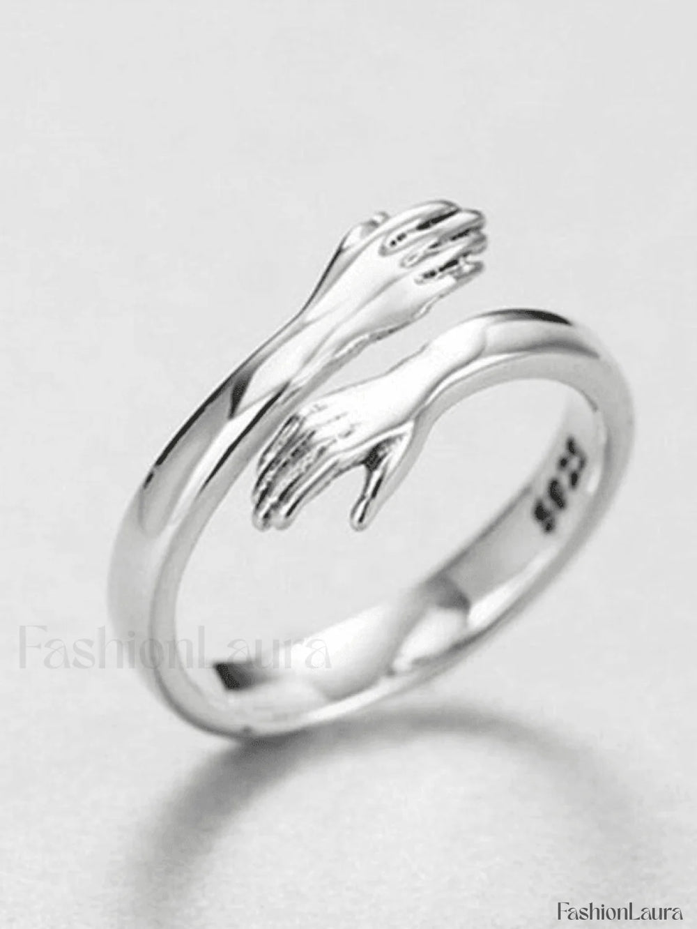 Love Hug Adjustable Cuff Ring Silver / ONE SIZE Rings