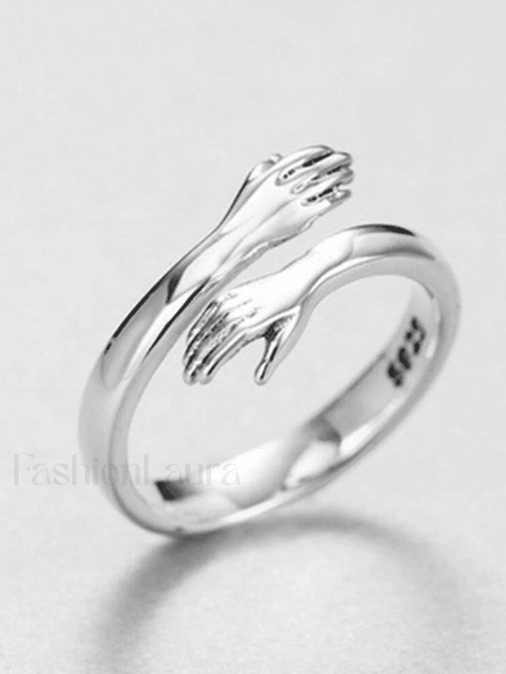 Love Hug Adjustable Cuff Ring Silver / ONE SIZE Rings