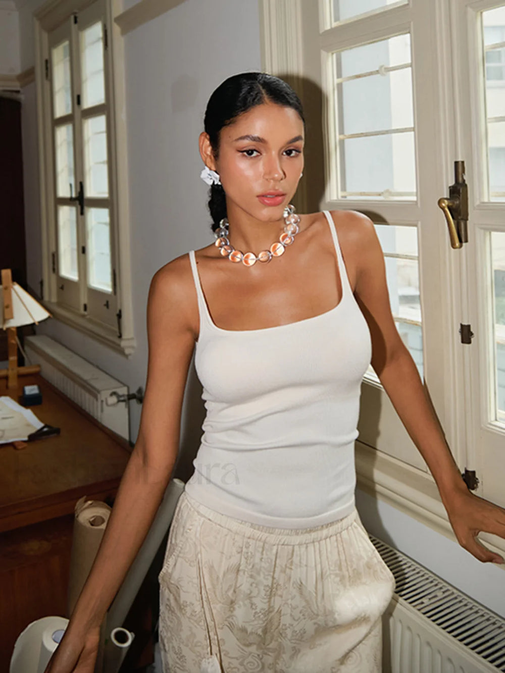 Low Cut Cami Top White / XS Tank Tops & Camis