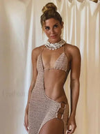 Low cut Tie Knit Maxi Cover Up
