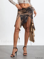 Low Rise Tassel Asymmetrical Retro Skirt