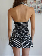 Low Waist Print Bubble Skirt Two Piece Set