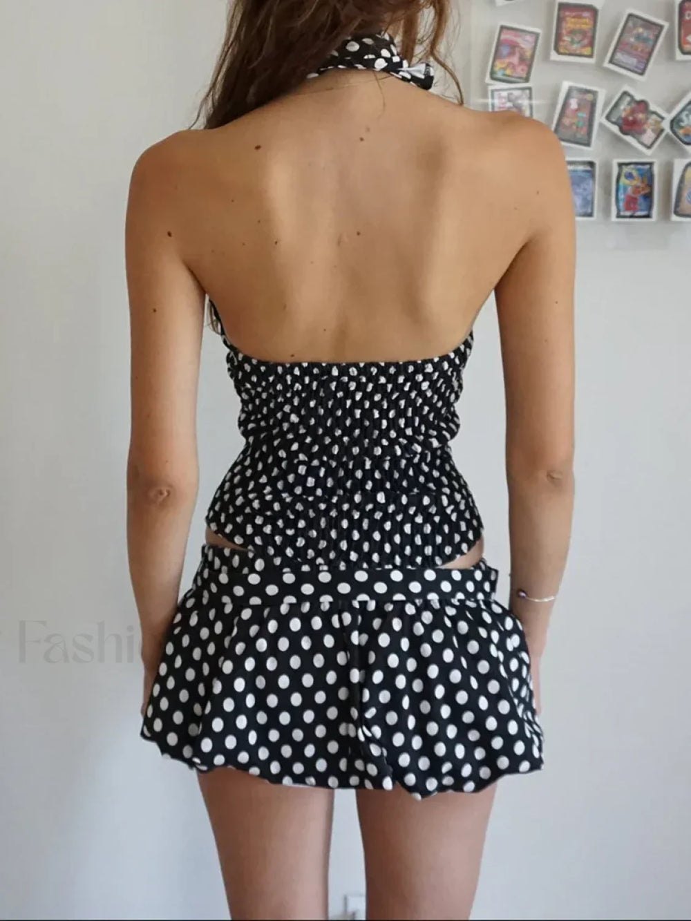 Low Waist Print Bubble Skirt Two Piece Set