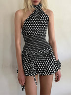 Low Waist Print Bubble Skirt Two Piece Set Black / S