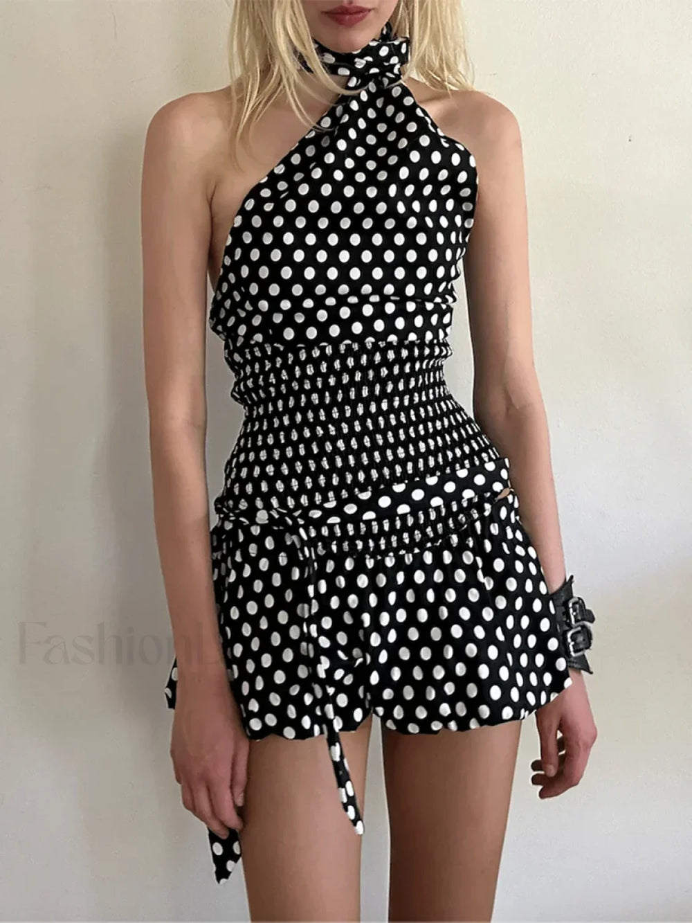 Low Waist Print Bubble Skirt Two Piece Set Black / S