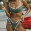 Low Waist Solid Color Bikini Set green / S