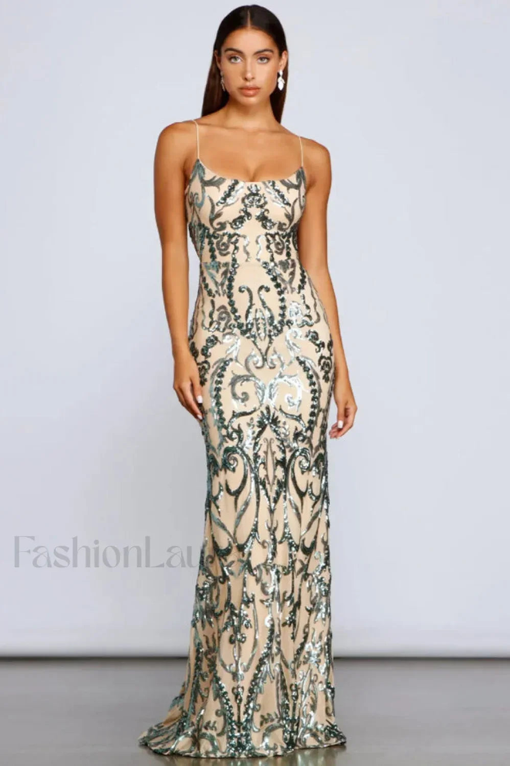 Luana Formal Open Charming Back Sequin Dress S / Multi Color
