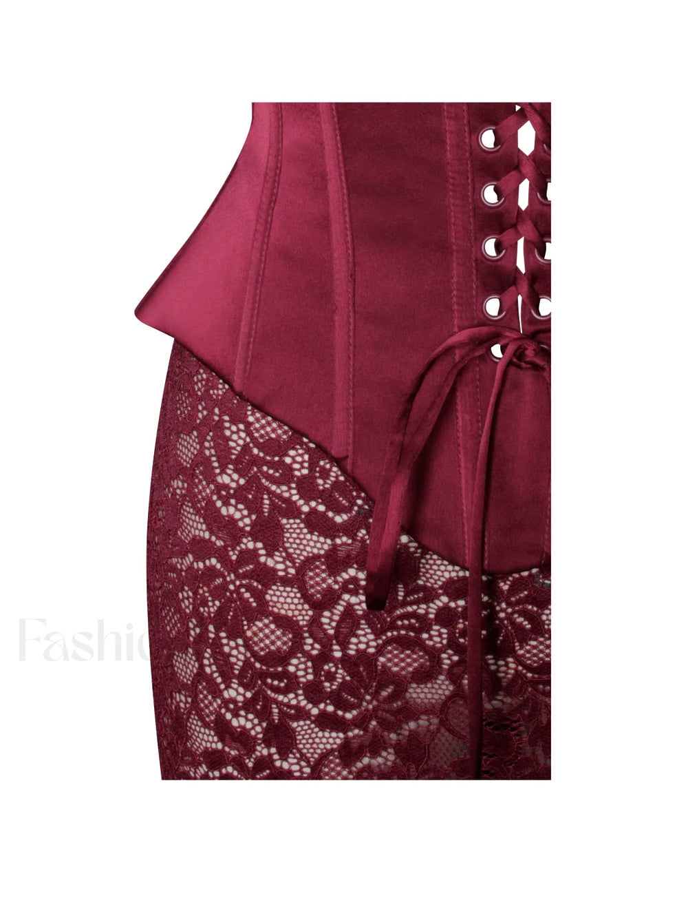 Lucinda Burgundy Satin Charming Lace Corset Maxi Dress Dresses