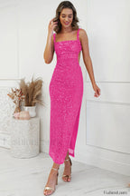 Lulana Sequin Stylish Midi Dress