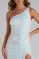 Lyla Formal Stylish One Shoulder Sequin Dress