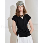 Lyocell Twisted Cotton Short T Shirt Black / S