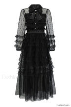 Maddison Polka Stylish Dot Maxi Dress S / Black
