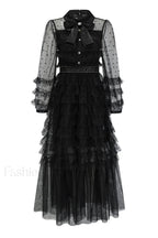 Maddison Polka Stylish Dot Maxi Dress S / Black