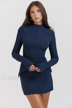 Mahalia Navy Stylish Mini Dress XS / Navy