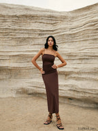 Maillard Patchwork Graceful Cami Long Dress Dresses