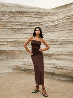 Maillard Patchwork Graceful Cami Long Dress Dresses