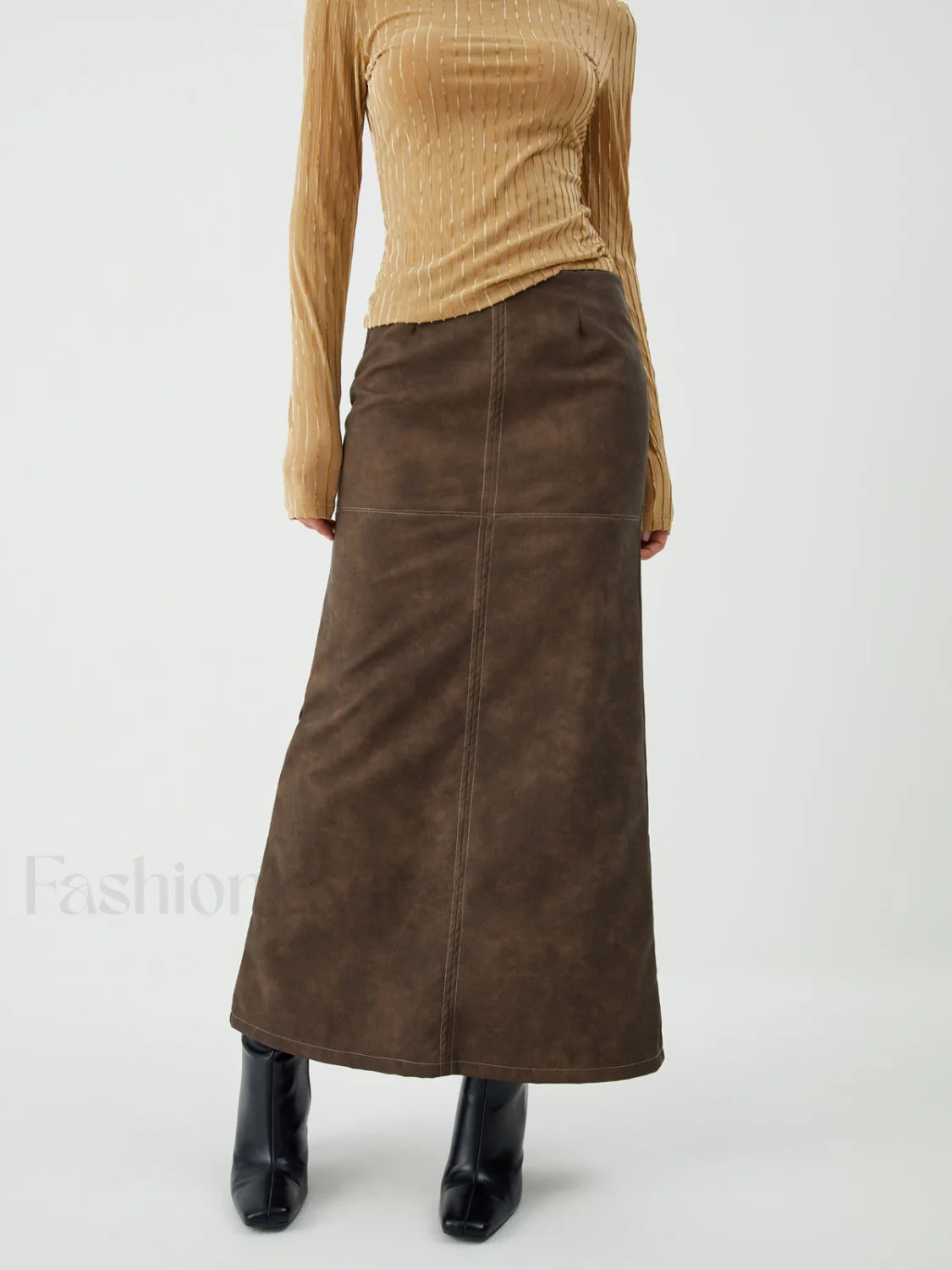 Maillard Washed Graceful Midi Skirt Brown / XS Skirts Main image