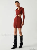 Make It Shine Trendy Cutout Knit Short Dress Knit Dresses