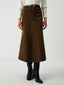 Maple Corduroy Graceful Midi Skirt Dark Brown / XS Skirts