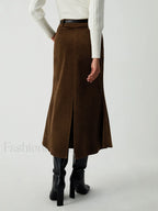 Maple Corduroy Graceful Midi Skirt Skirts