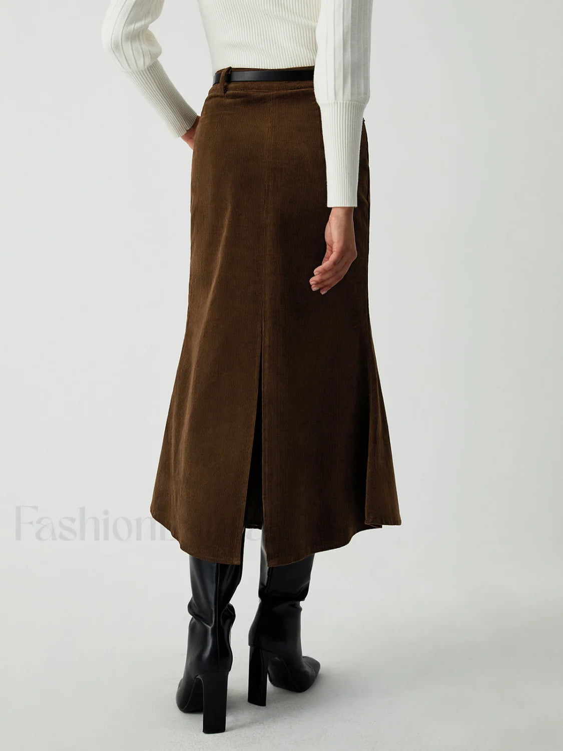 Maple Corduroy Graceful Midi Skirt Skirts