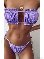 Marble Tie Back Bikini Set Purple / S