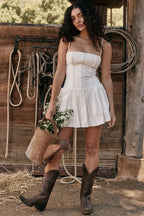 Marcy White Stylish Pleated Mini Dress