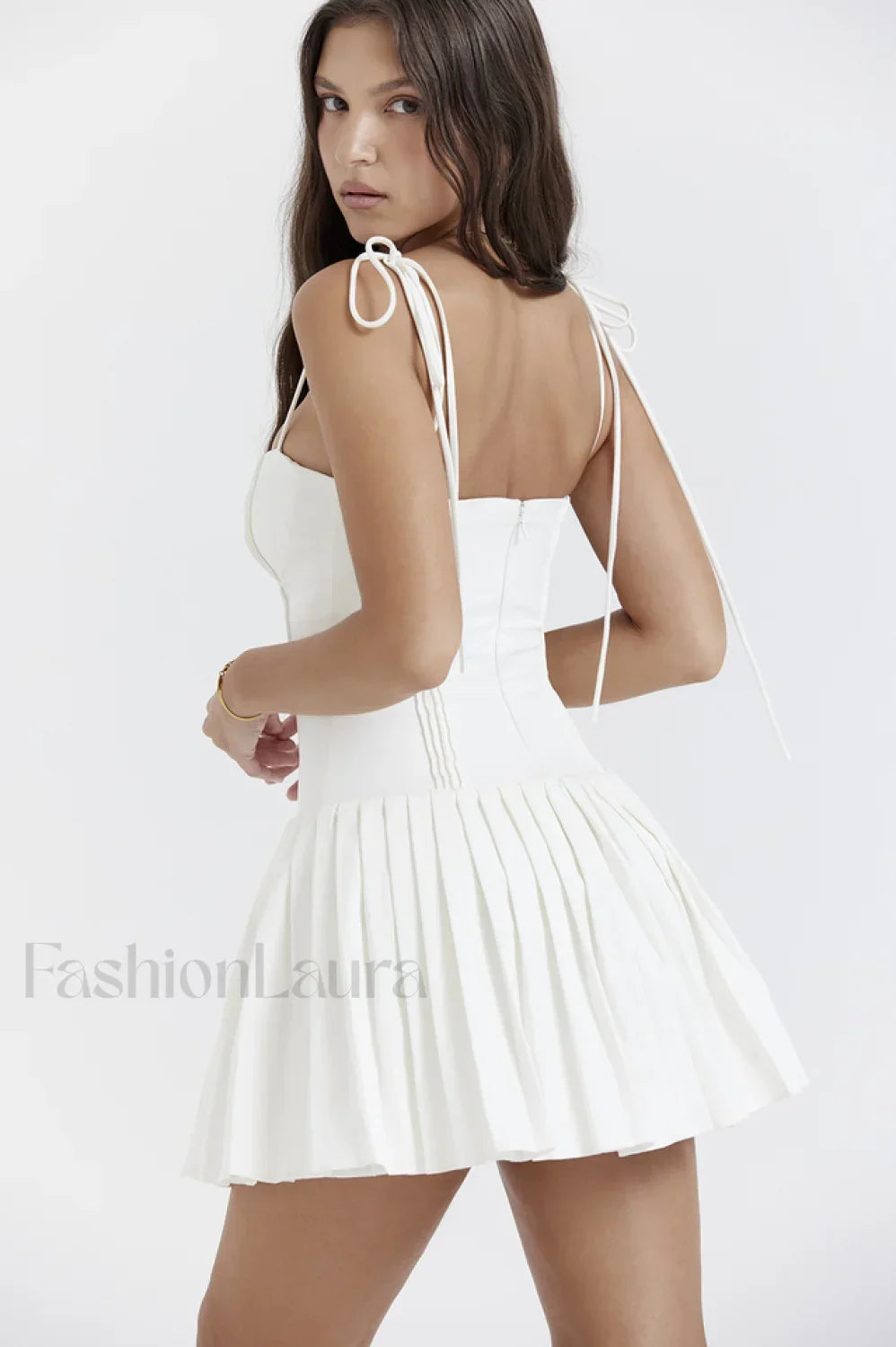 Marcy White Stylish Pleated Mini Dress Secondary image