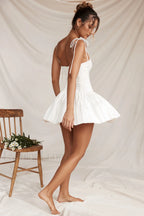 Marcy White Stylish Pleated Mini Dress