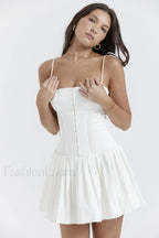 Marcy White Stylish Pleated Mini Dress XS / White