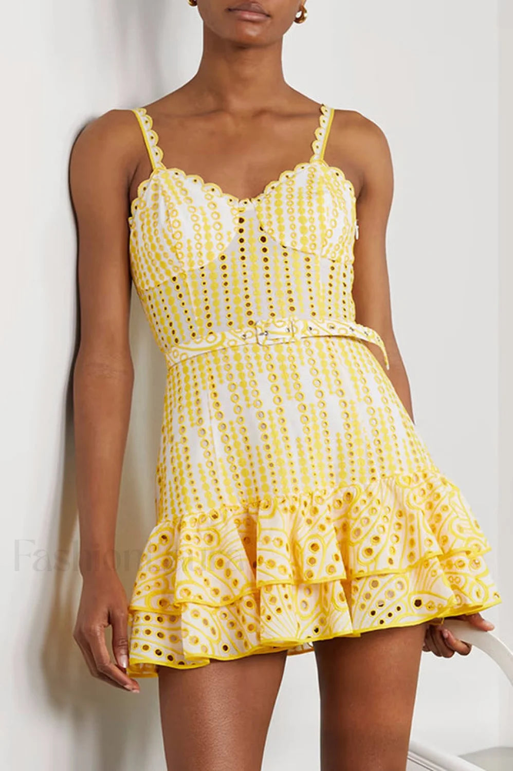 Marianne Elegant Short Dress S / Yellow