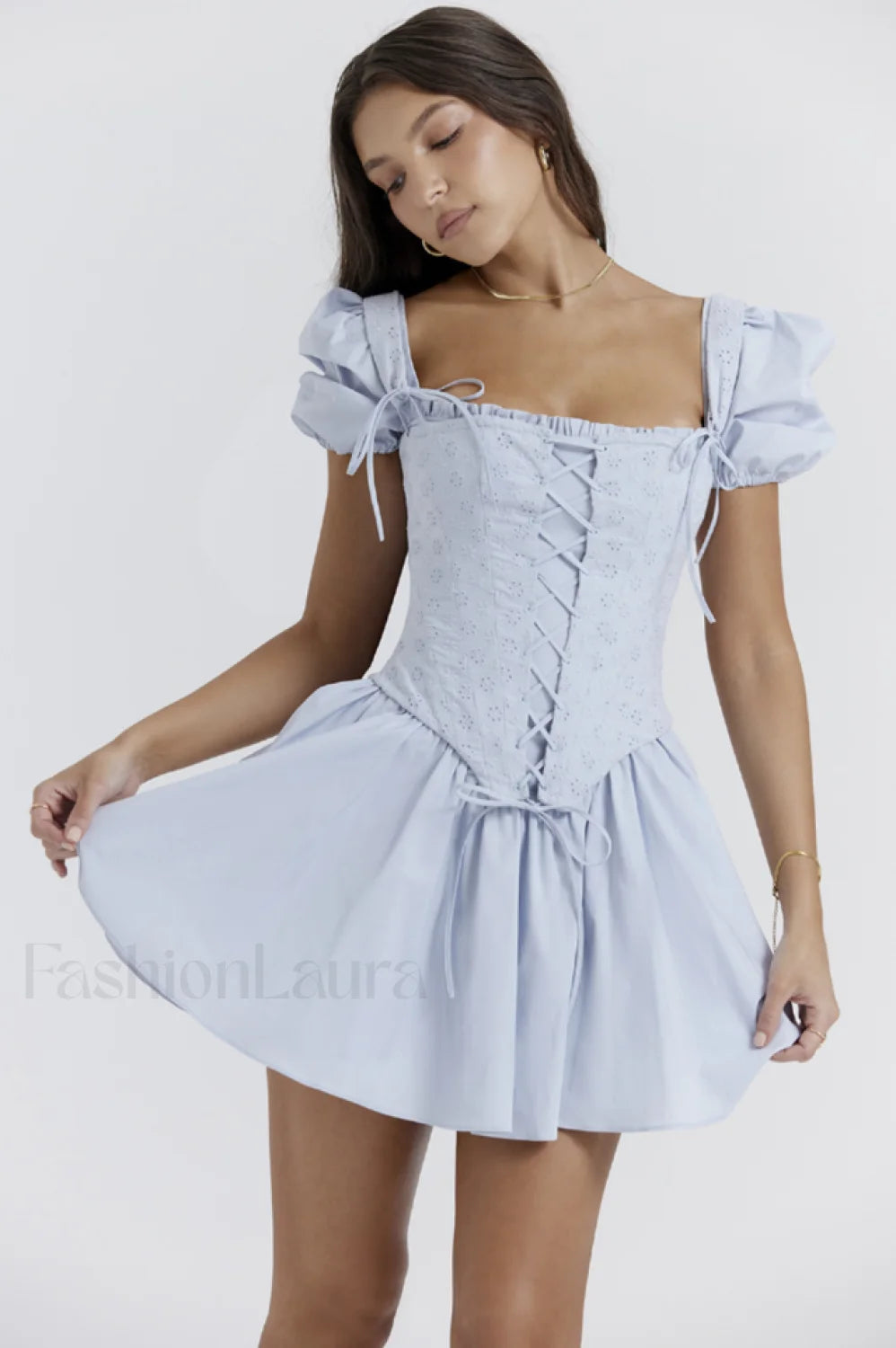 Maribel Broderie Stylish Corset Mini Dress