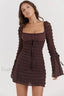 Marisa Rich Stylish Brown Lace Dress XS / Rich Brown
