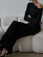 Matte Jersey One Shoulder Modern Off Maxi Skirt Set Skirt Sets