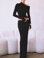Matte Jersey One Shoulder Modern Off Maxi Skirt Set Skirt Sets