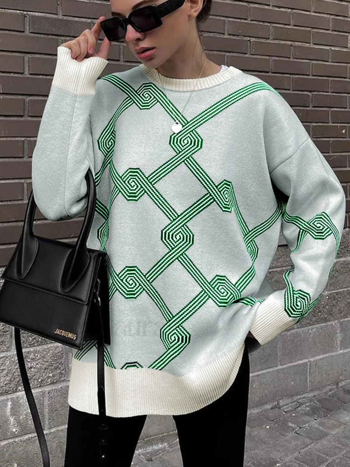 Maze Game Graceful Oversized Sweater Green / S Sweaters L Main image