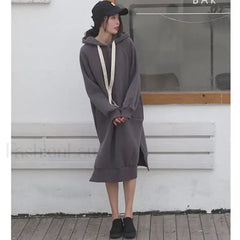 Medium And Long Plush Thickened Autumn And Winter Hoody GREY / M Sweatshirts & Hoodies L