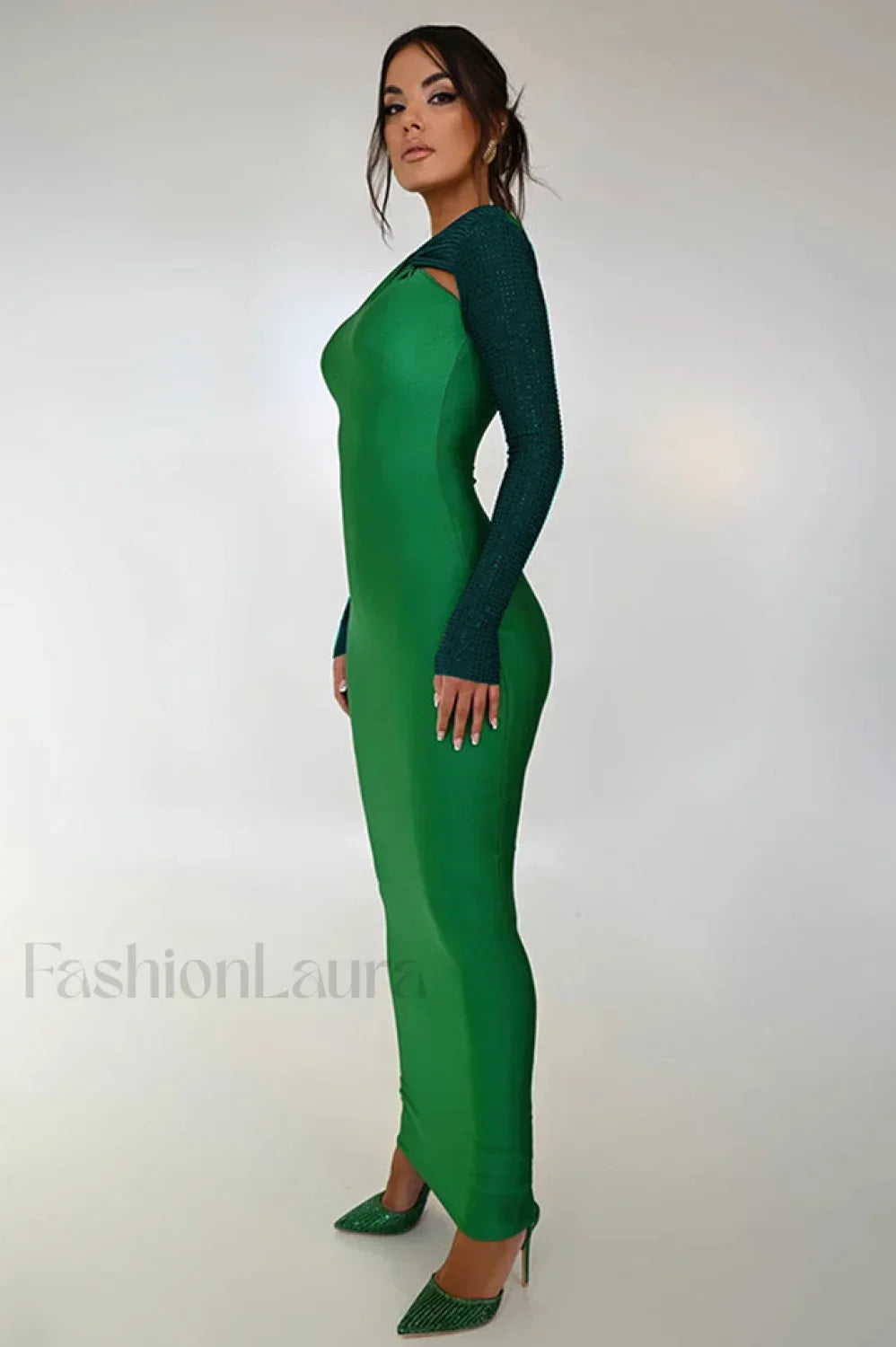 Megan Long Stylish Sleeve Patchwork Dress