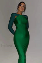 Megan Long Stylish Sleeve Patchwork Dress