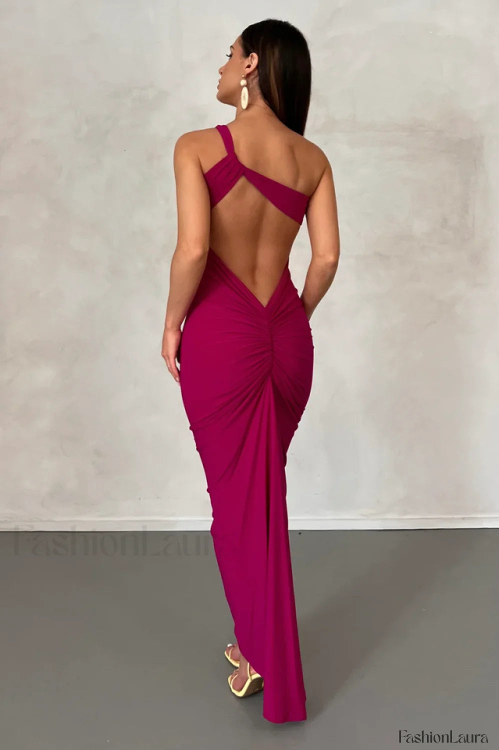 Melina Elegant Maxi Dress M / Berry